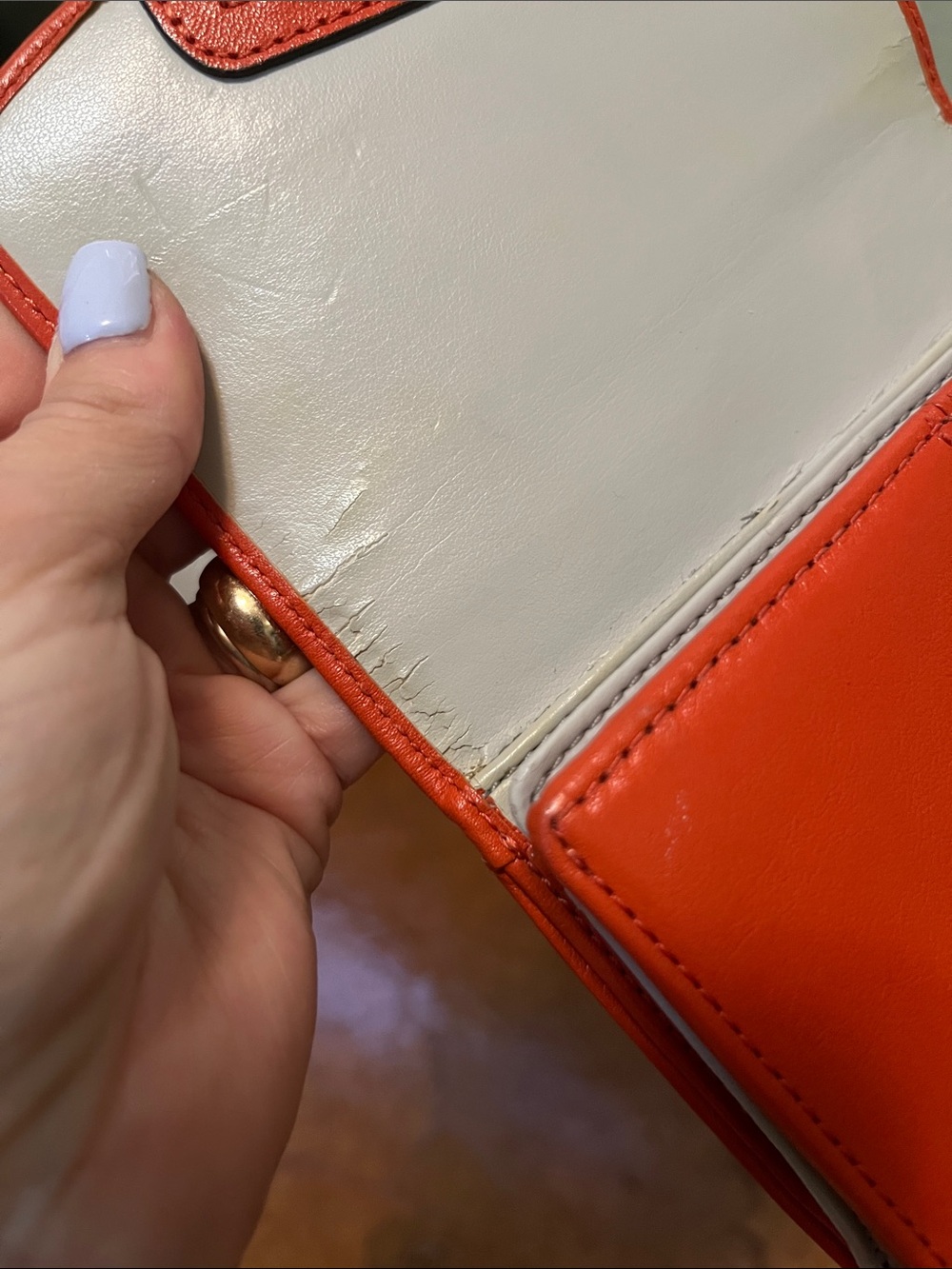 Coach Small Leather Wallet - Bright Orange with Gold Logo - Picture 7 of 11